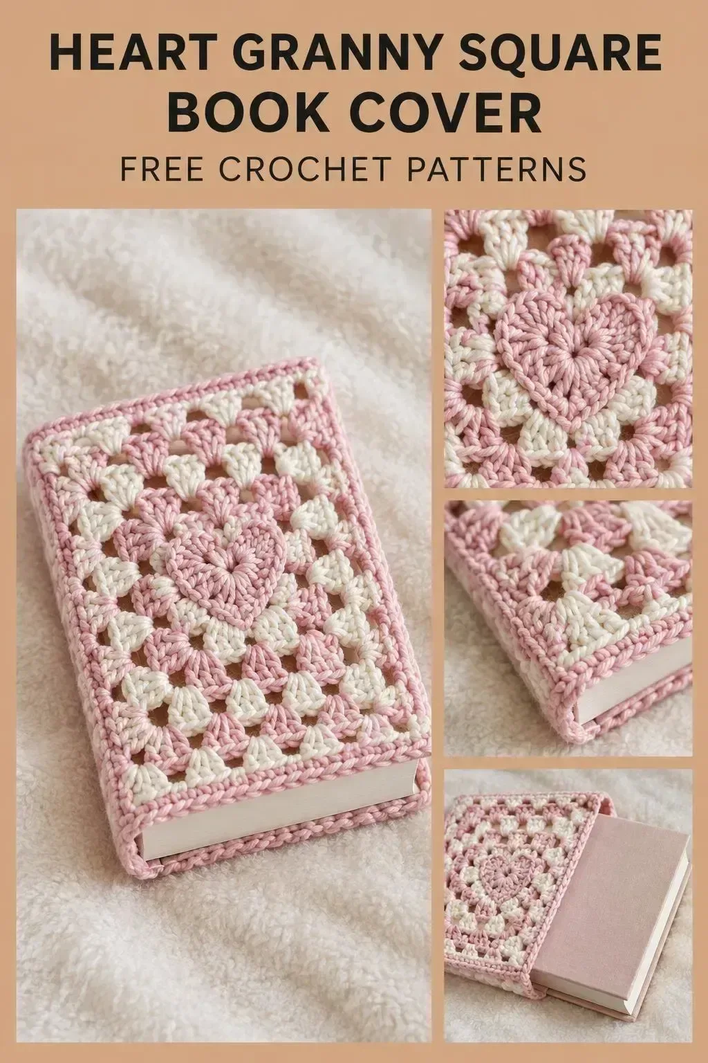 Crochet Heart Granny Square Book Cover Tutorial | Life With Mira