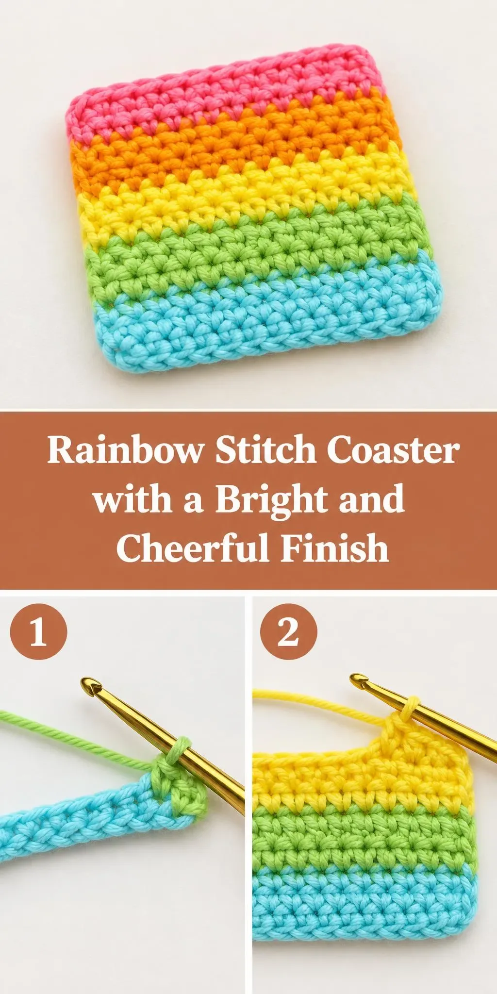 Crochet Rainbow Stitch Coaster: A Fun DIY Project | Life With Mira