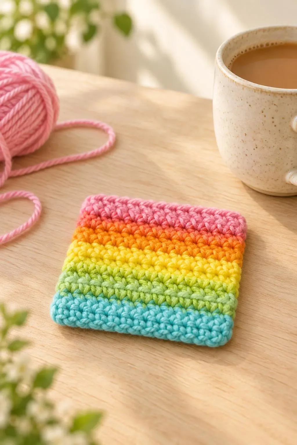 Crochet Rainbow Stitch Coaster: A Fun DIY Project | Life With Mira